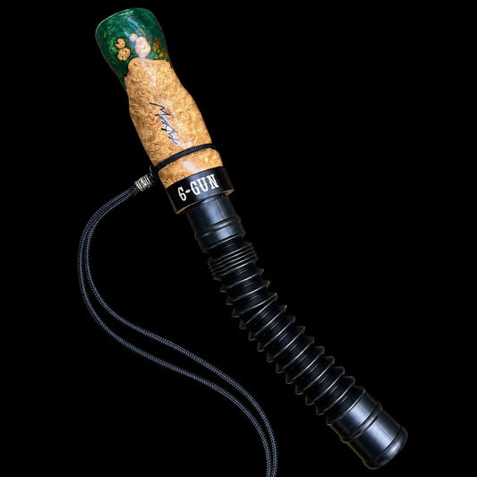 6-GUN Grunt Call - Amboyna Burl & Green Resin
